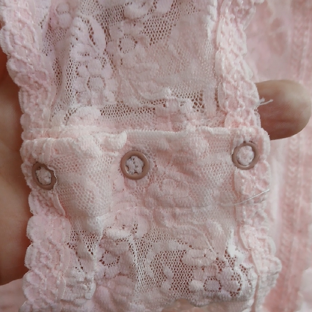 Vintage‎ Pink Floral Lace One Piece Bodysuit Size M Feminine Sheer - Picture 9 of 14
